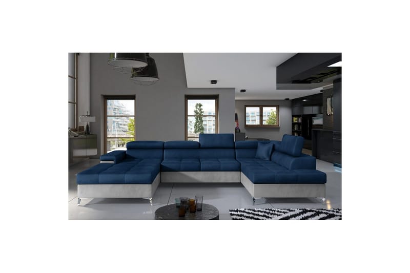 Hjørnesofa Eltap Eduardo 337x205x88 cm - Monolith 77, Monolith 84, Blå, Lys Grå, Højre - Møbler - Sofaer - Sovesofaer