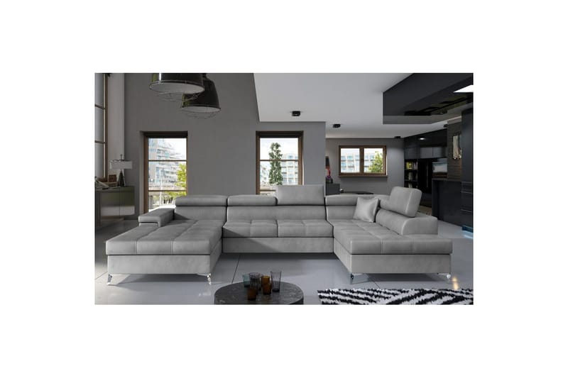 Hjørnesofa Eltap Eduardo 337x205x88 cm - Monolith 84, Lys Grå, Højre - Møbler - Sofaer - Sovesofaer