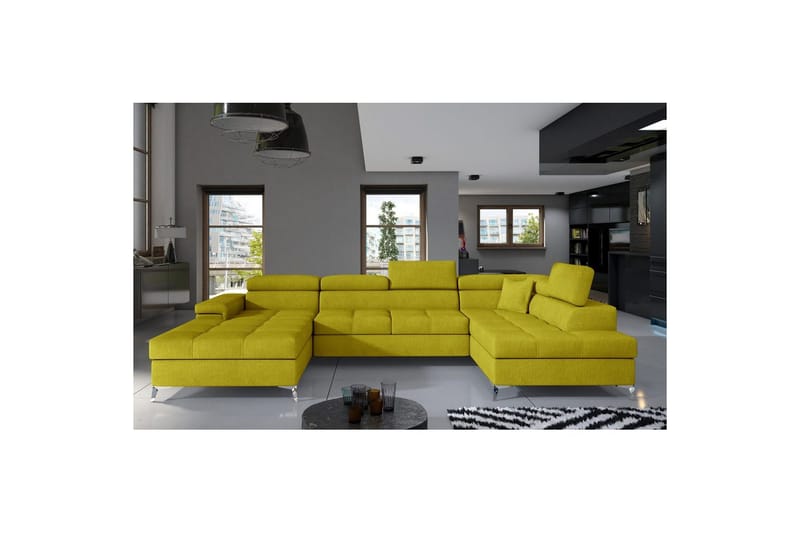 Hjørnesofa Eltap Eduardo 337x205x88 cm - Omega 68, Gul, Højre - Møbler - Sofaer - Sovesofaer