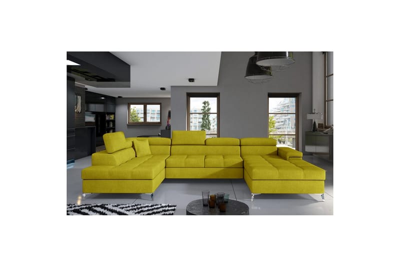 Hjørnesofa Eltap Eduardo 337x205x88 cm - Omega 68, Gul, Venstre - Møbler - Sofaer - Sovesofaer