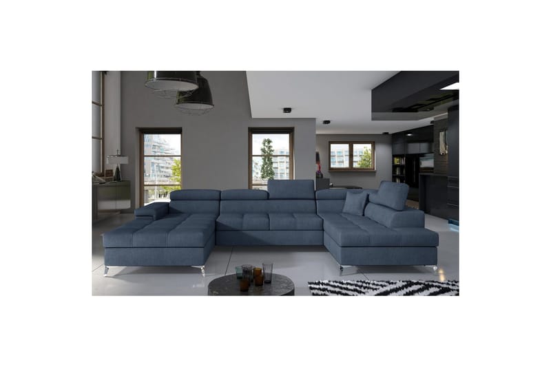 Hjørnesofa Eltap Eduardo 337x205x88 cm - Omega 86, Blå, Højre - Møbler - Sofaer - Sovesofaer