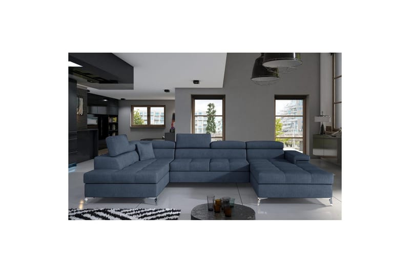 Hjørnesofa Eltap Eduardo 337x205x88 cm - Omega 86, Blå, Venstre - Møbler - Sofaer - Sovesofaer