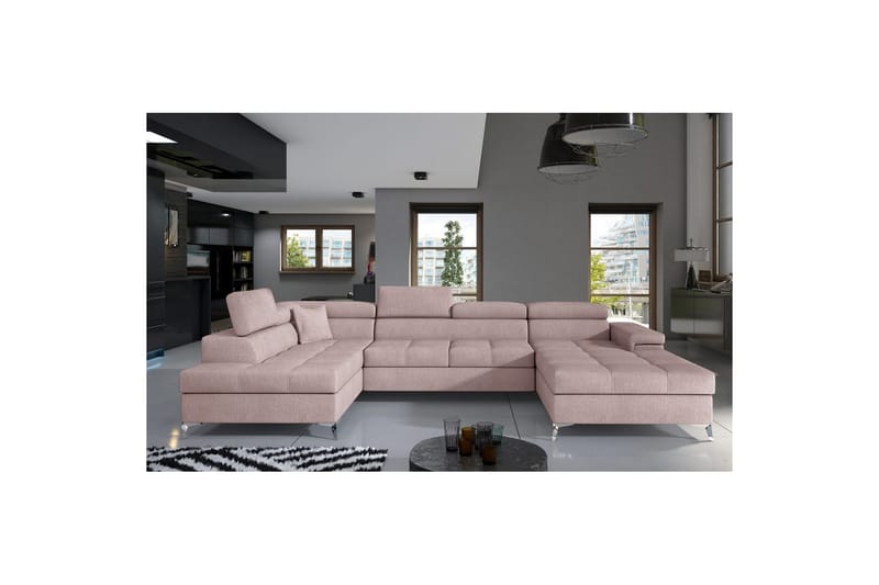 Hjørnesofa Eltap Eduardo 337x205x88 cm - Omega 91, Lyserød, Venstre - Møbler - Sofaer - Sovesofaer