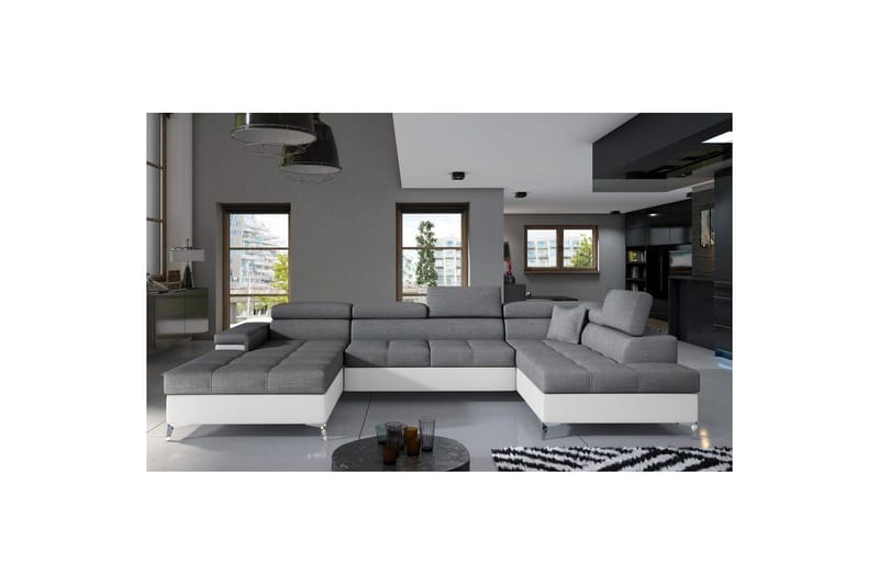 Hjørnesofa Eltap Eduardo 337x205x88 cm - Sawana 05, Soft 17, Grå, Hvid, Højre - Møbler - Sofaer - Sovesofaer