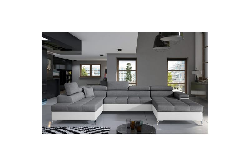 Hjørnesofa Eltap Eduardo 337x205x88 cm - Sawana 05, Soft 17, Grå, Hvid, Venstre - Møbler - Sofaer - Sovesofaer