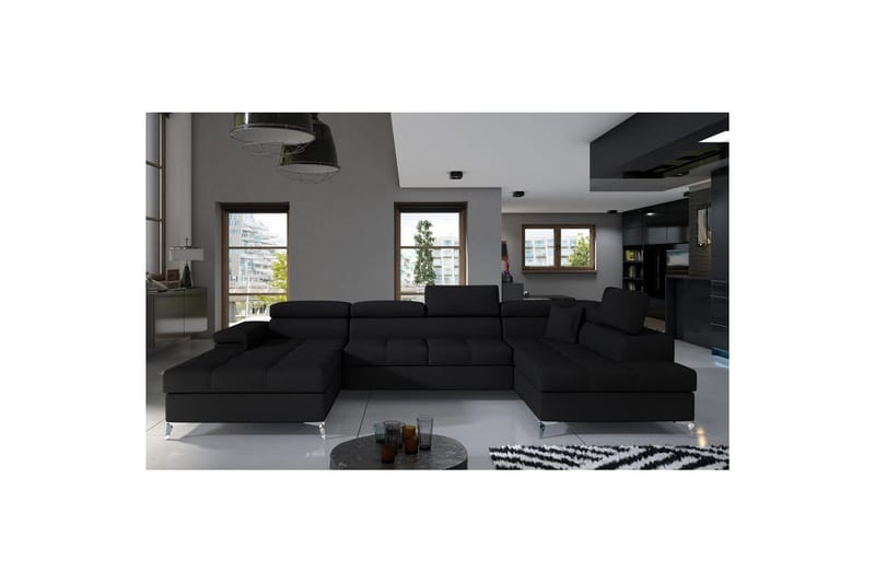 Hjørnesofa Eltap Eduardo 337x205x88 cm - Sawana 14, Sort, Højre - Møbler - Sofaer - Sovesofaer