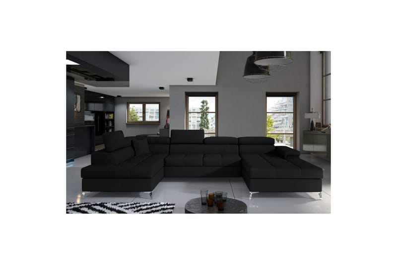 Hjørnesofa Eltap Eduardo 337x205x88 cm - Sawana 14, Sort, Venstre - Møbler - Sofaer - Sovesofaer