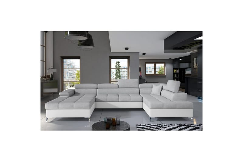 Hjørnesofa Eltap Eduardo 337x205x88 cm - Sawana 21, Soft 17, Grå, Hvid, Højre - Møbler - Sofaer - Sovesofaer
