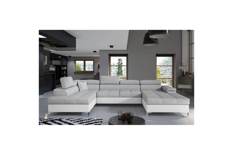Hjørnesofa Eltap Eduardo 337x205x88 cm - Sawana 21, Soft 17, Grå, Hvid, Venstre - Møbler - Sofaer - Sovesofaer