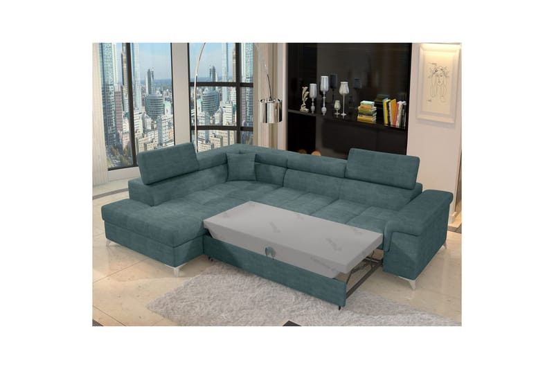 Hjørnesofa Eltap Eridano 275x202x88 cm - Manhattan 38, Grøn, Venstre - Møbler - Sofaer - Sovesofaer