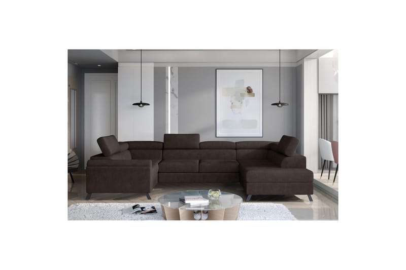 Hjørnesofa Eltap Escada 336x200x92 cm - Dora 28, Mørkebrun, Højre - Møbler - Sofaer - Sovesofaer