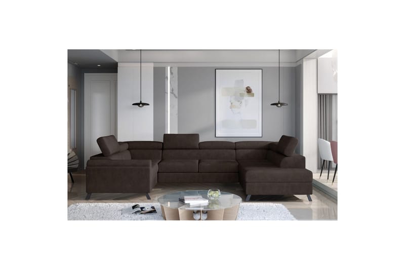 Hjørnesofa Eltap Escada 336x200x92 cm, Dora 28, Mørkebrun, Højre