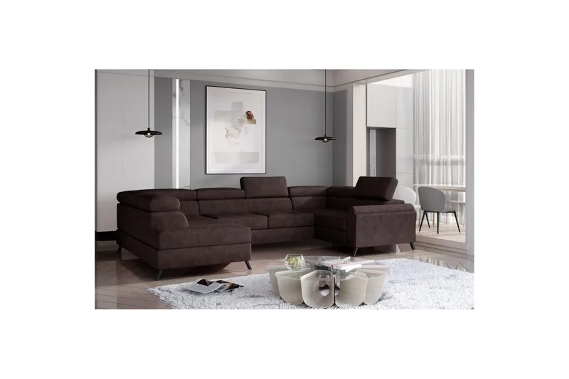 Hjørnesofa Eltap Escada 336x200x92 cm, Dora 28, Mørkebrun, Venstre