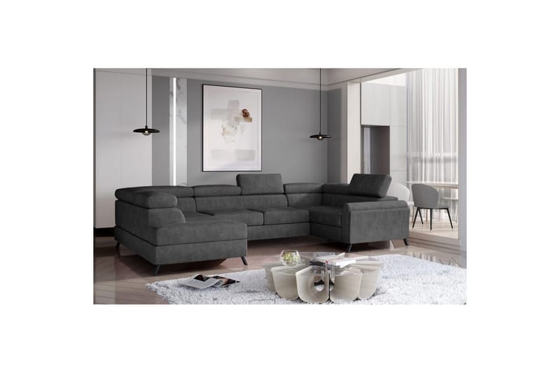 Hjørnesofa Eltap Escada 336x200x92 cm - Dora 96, Sort, Venstre - Møbler - Sofaer - Sovesofaer