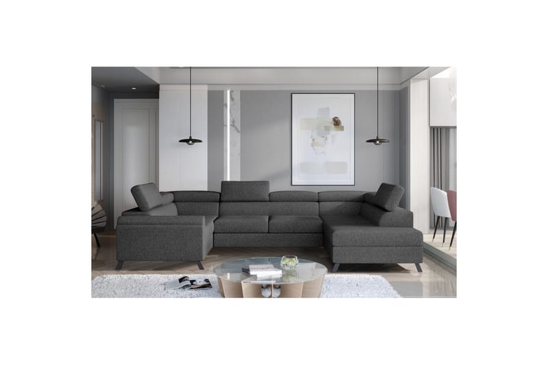Hjørnesofa Eltap Escada 336x200x92 cm - Inari 96, Mørkegrå, Højre - Møbler - Sofaer - Sovesofaer