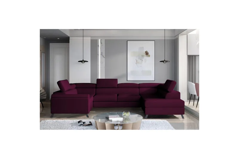 Hjørnesofa Eltap Escada 336x200x92 cm - Mat Velvet 68, Rød, Højre - Møbler - Sofaer - Sovesofaer