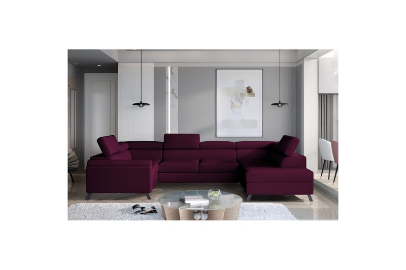 Hjørnesofa Eltap Escada 336x200x92 cm, Mat Velvet 68, Rød, Højre