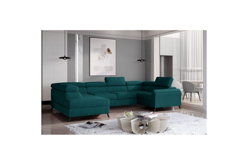 Hjørnesofa Eltap Escada 336x200x92 cm - Mat Velvet 75, Grøn, Venstre - Møbler - Sofaer - Sovesofaer