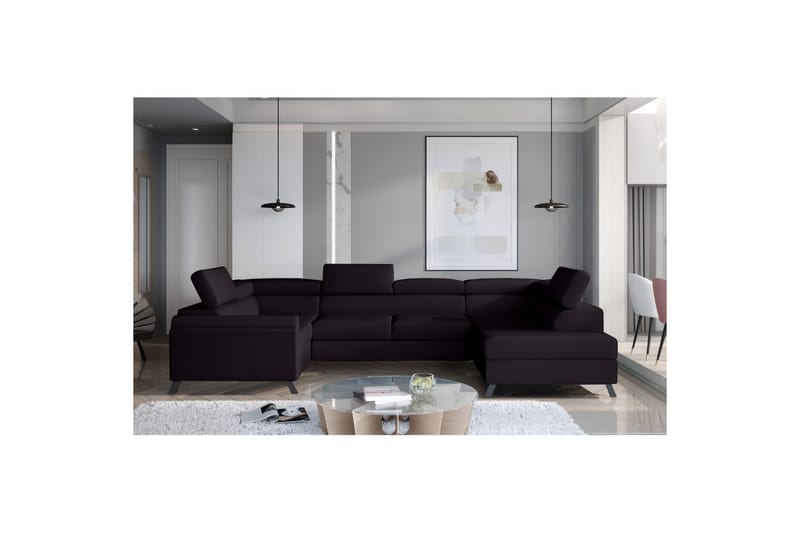 Hjørnesofa Eltap Escada 336x200x92 cm - Mat Velvet 99, Blå, Højre - Møbler - Sofaer - Sovesofaer