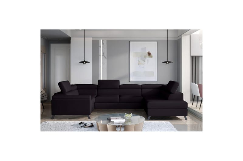 Hjørnesofa Eltap Escada 336x200x92 cm, Mat Velvet 99, Blå, Højre
