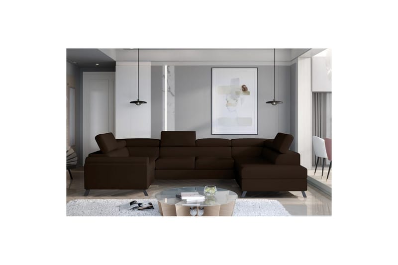 Hjørnesofa Eltap Escada 336x200x92 cm - Monolith 29, Mørk Brun, Højre - Møbler - Sofaer - Sovesofaer