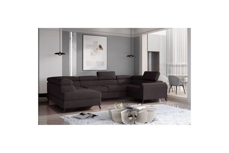 Hjørnesofa Eltap Escada 336x200x92 cm - Monolith 29, Mørk Brun, Venstre - Møbler - Sofaer - Sovesofaer