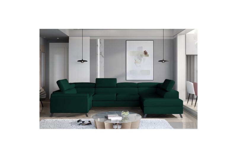 Hjørnesofa Eltap Escada 336x200x92 cm - Monolith 37, Grøn, Højre - Møbler - Sofaer - Sovesofaer