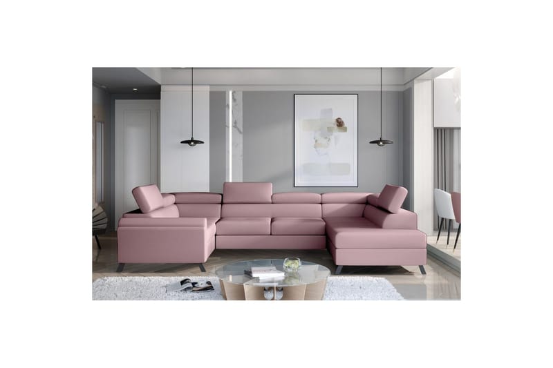 Hjørnesofa Eltap Escada 336x200x92 cm, Monolith 63, Lyserød, Højre