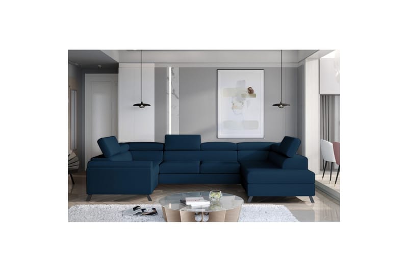 Hjørnesofa Eltap Escada 336x200x92 cm - Monolith 77, Blå, Højre - Møbler - Sofaer - Sovesofaer