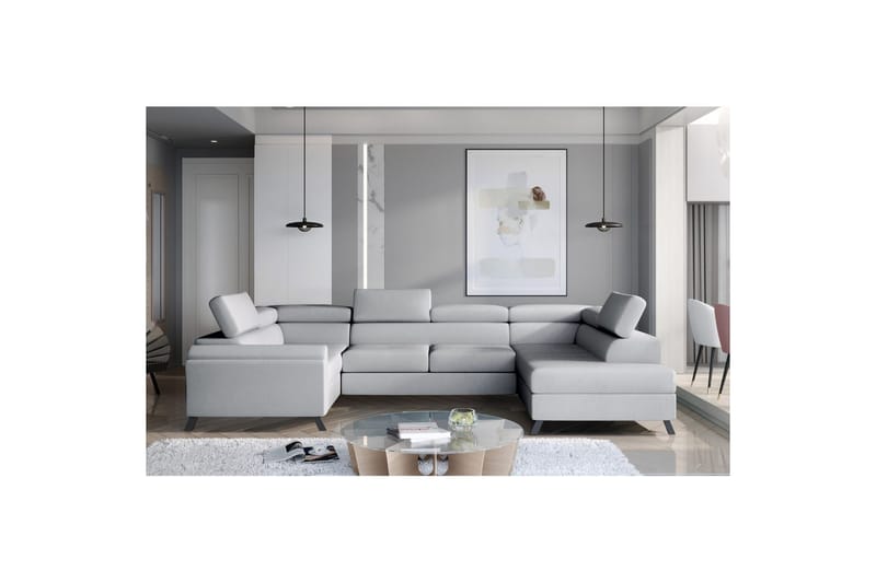 Hjørnesofa Eltap Escada 336x200x92 cm - Monolith 84, Lys Grå, Højre - Møbler - Sofaer - Sovesofaer