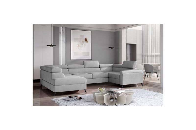 Hjørnesofa Eltap Escada 336x200x92 cm - Monolith 84, Lys Grå, Venstre - Møbler - Sofaer - Sovesofaer