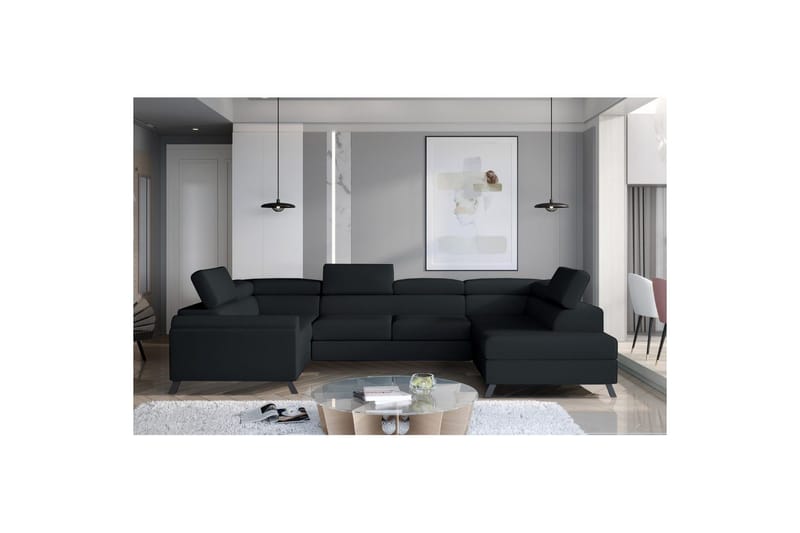 Hjørnesofa Eltap Escada 336x200x92 cm - Monolith 97, Mørk Grå, Højre - Møbler - Sofaer - Sovesofaer