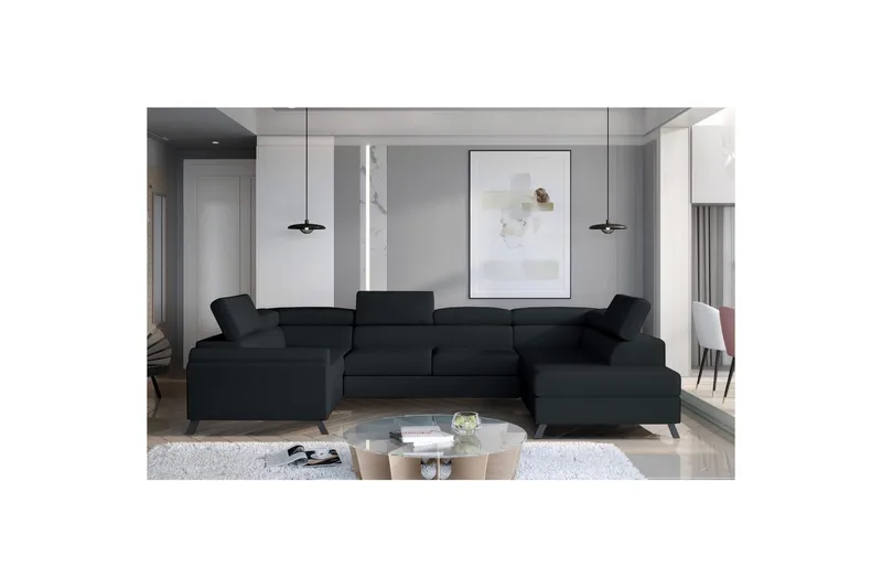 Hjørnesofa Eltap Escada 336x200x92 cm - Monolith 97, Mørk Grå, Højre - Møbler - Sofaer - Sovesofaer