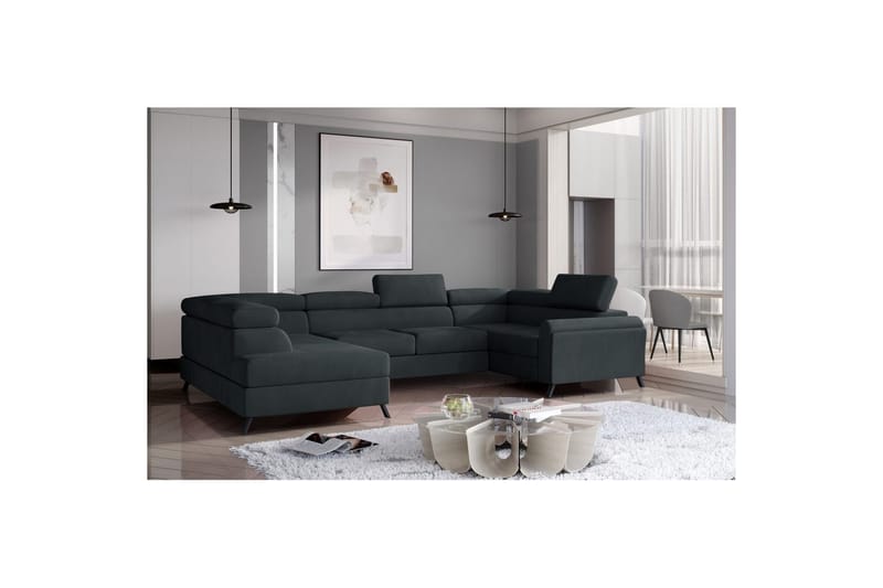 Hjørnesofa Eltap Escada 336x200x92 cm - Monolith 97, Mørk Grå, Venstre - Møbler - Sofaer - Sovesofaer