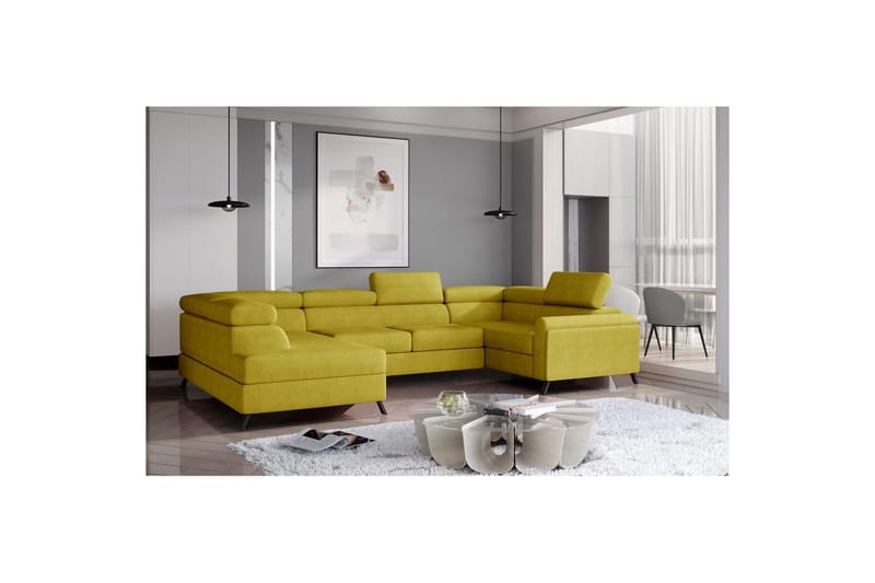 Hjørnesofa Eltap Escada 336x200x92 cm, Omega 68, Gul, Venstre