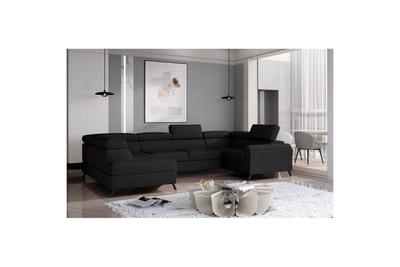 Hjørnesofa Eltap Escada 336x200x92 cm - Sawana 14, Sort, Venstre - Møbler - Sofaer - Sovesofaer