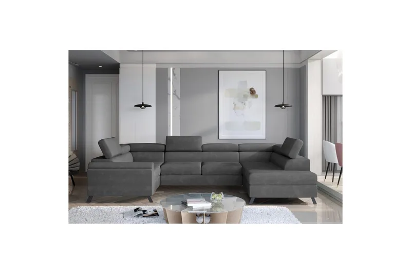 Hjørnesofa Eltap Escada 336x200x92 cm - Paros 06, Grå, Højre - Møbler - Sofaer - Sovesofaer