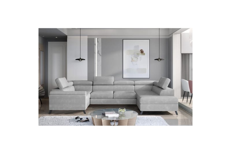 Hjørnesofa Eltap Escada 336x200x92 cm - Paros 05, Lysegrå, Højre - Møbler - Sofaer - Sovesofaer