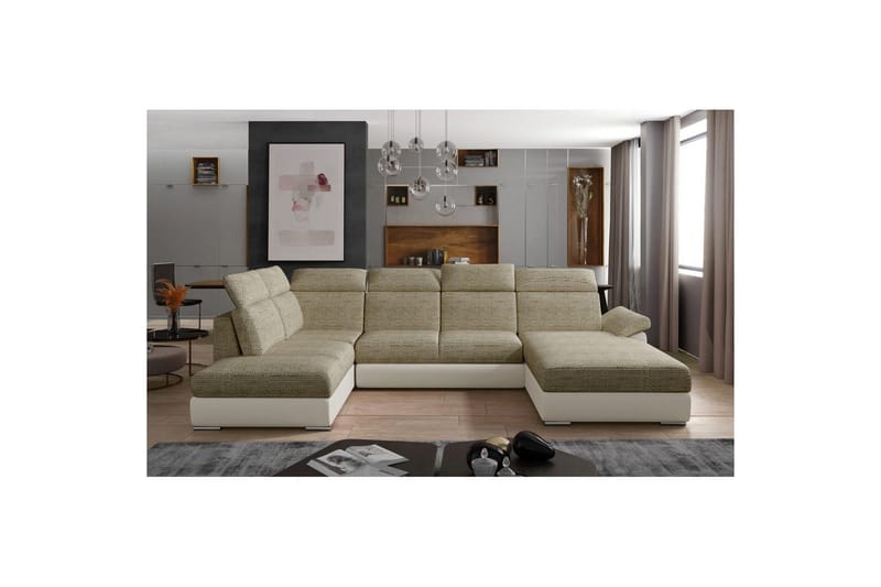 Hjørnesofa Eltap Evanell 336x211x102 cm - Berlin 03, Blød 33, Beige, Højre - Møbler - Sofaer - Sovesofaer