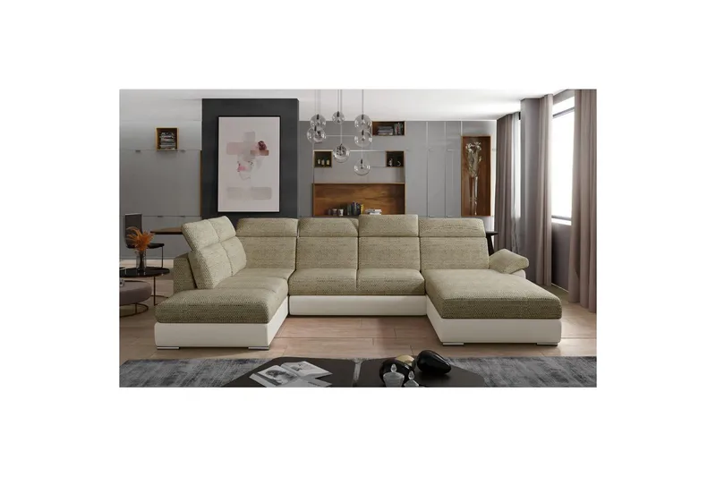 Hjørnesofa Eltap Evanell 336x211x102 cm - Berlin 03, Blød 33, Beige, Højre - Møbler - Sofaer - Sovesofaer