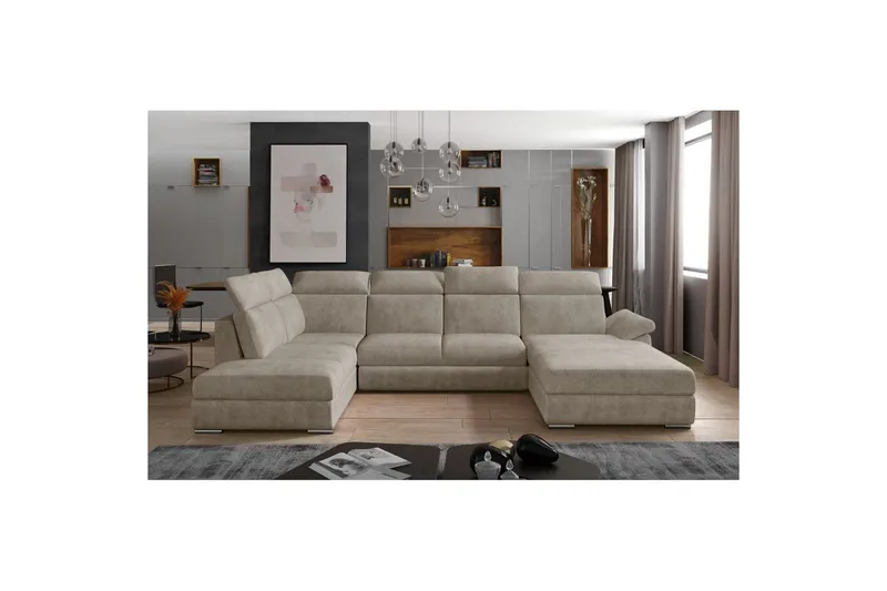 Hjørnesofa Eltap Evanell 336x211x102 cm - Dora 21, Beige, Højre - Møbler - Sofaer - Sovesofaer