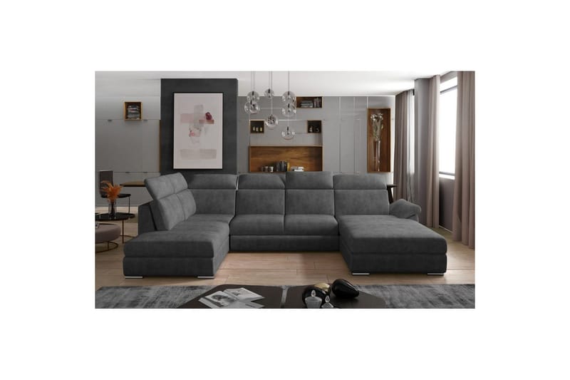 Hjørnesofa Eltap Evanell 336x211x102 cm - Dora 96, Sort, Højre - Møbler - Sofaer - Sovesofaer