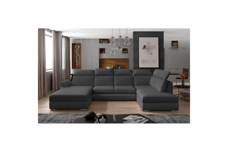 Hjørnesofa Eltap Evanell 336x211x102 cm - Inari 96, Soft 29, Mørkegrå, Grå, Venstre - Møbler - Sofaer - Sovesofaer
