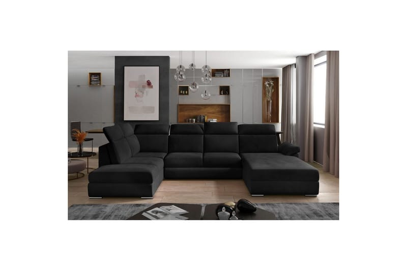 Hjørnesofa Eltap Evanell 336x211x102 cm - Mat Velvet 99, Blå, Højre - Møbler - Sofaer - Sovesofaer