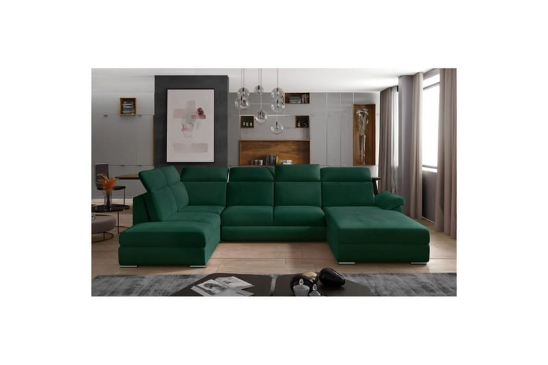 Hjørnesofa Eltap Evanell 336x211x102 cm, Monolith 37, Grøn, Højre