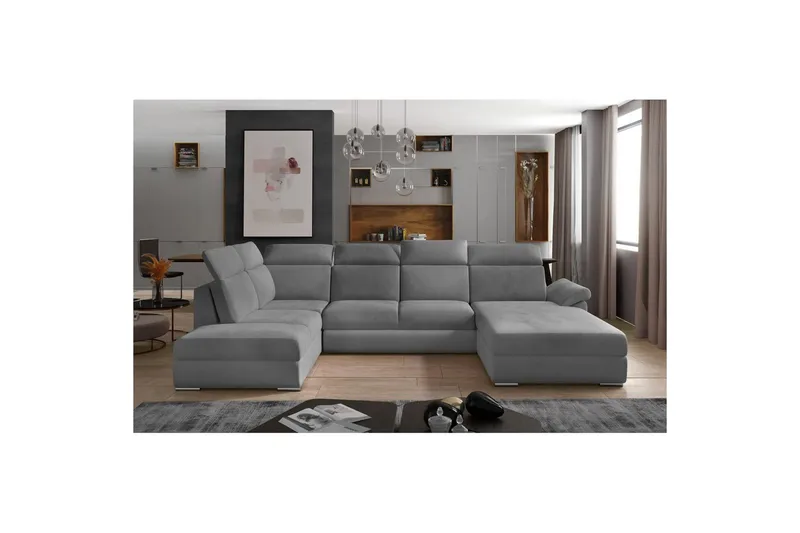 Hjørnesofa Eltap Evanell 336x211x102 cm - Monolith 84, Lys Grå, Højre - Møbler - Sofaer - Sovesofaer