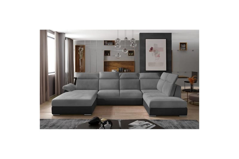 Hjørnesofa Eltap Evanell 336x211x102 cm - Monolith 84, Monolith 97, Lys Grå, Mørk Grå, Venstre - Møbler - Sofaer - Sovesofaer