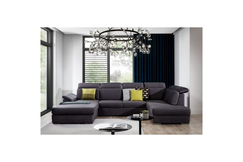 Hjørnesofa Eltap Evanell 336x211x102 cm, Monolith 97, Mørk Grå, Venstre