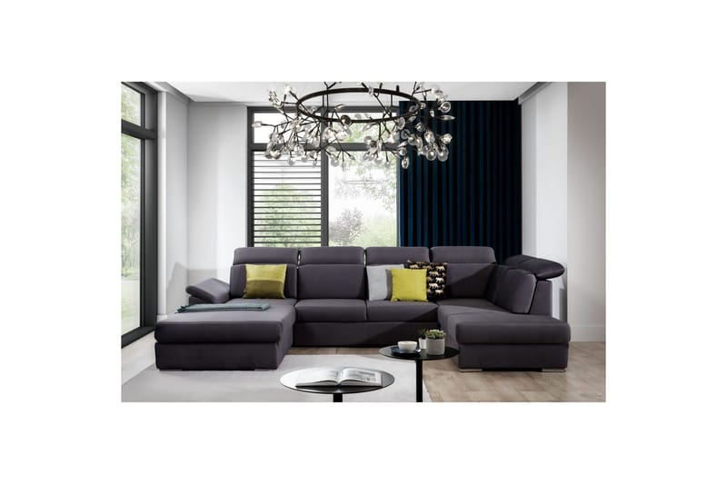 Hjørnesofa Eltap Evanell 336x211x102 cm - Monolith 97, Mørk Grå, Venstre - Møbler - Sofaer - Sovesofaer