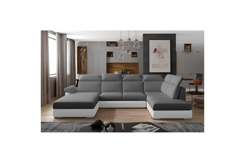 Hjørnesofa Eltap Evanell 336x211x102 cm, Sawana 05, Soft 17, Grå, Hvid, Venstre